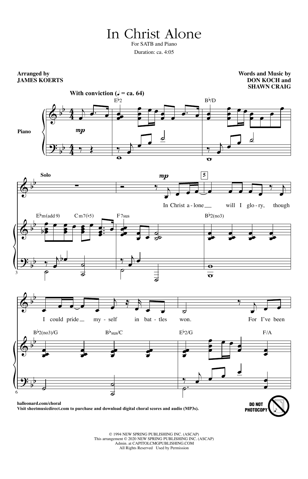 Michael English In Christ Alone (arr. James Koerts) sheet music notes and chords. Download Printable PDF.