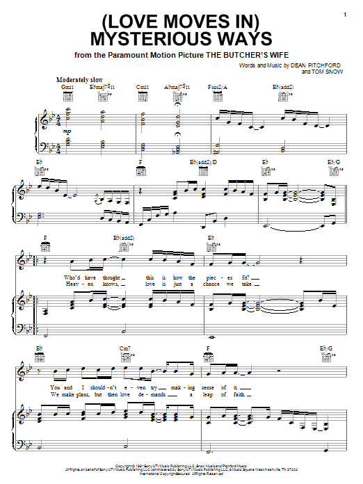 Learn to play Michael English (Love Moves In) Mysterious Ways sheet music for Piano, Vocal & Guitar Chords (Right-Hand Melody) in minutes. Price: 7.8900$ Michael English (Love Moves In) Mysterious Ways sheet music notes and chords arranged for Piano, Vocal & Guitar Chords (Right-Hand Melody)