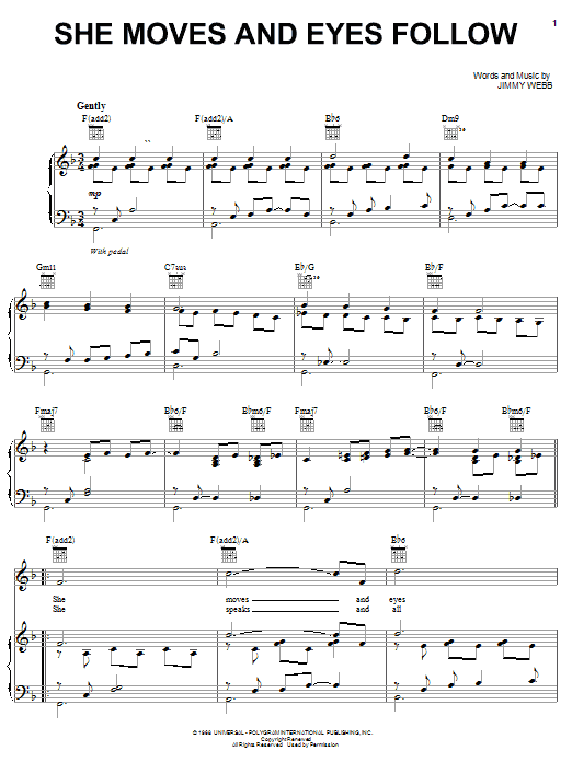 Learn to play Michael Feinstein She Moves And Eyes Follow sheet music for Piano, Vocal & Guitar Chords (Right-Hand Melody) in minutes. Price: 7.8900$ Michael Feinstein She Moves And Eyes Follow sheet music notes and chords arranged for Piano, Vocal & Guitar Chords (Right-Hand Melody)