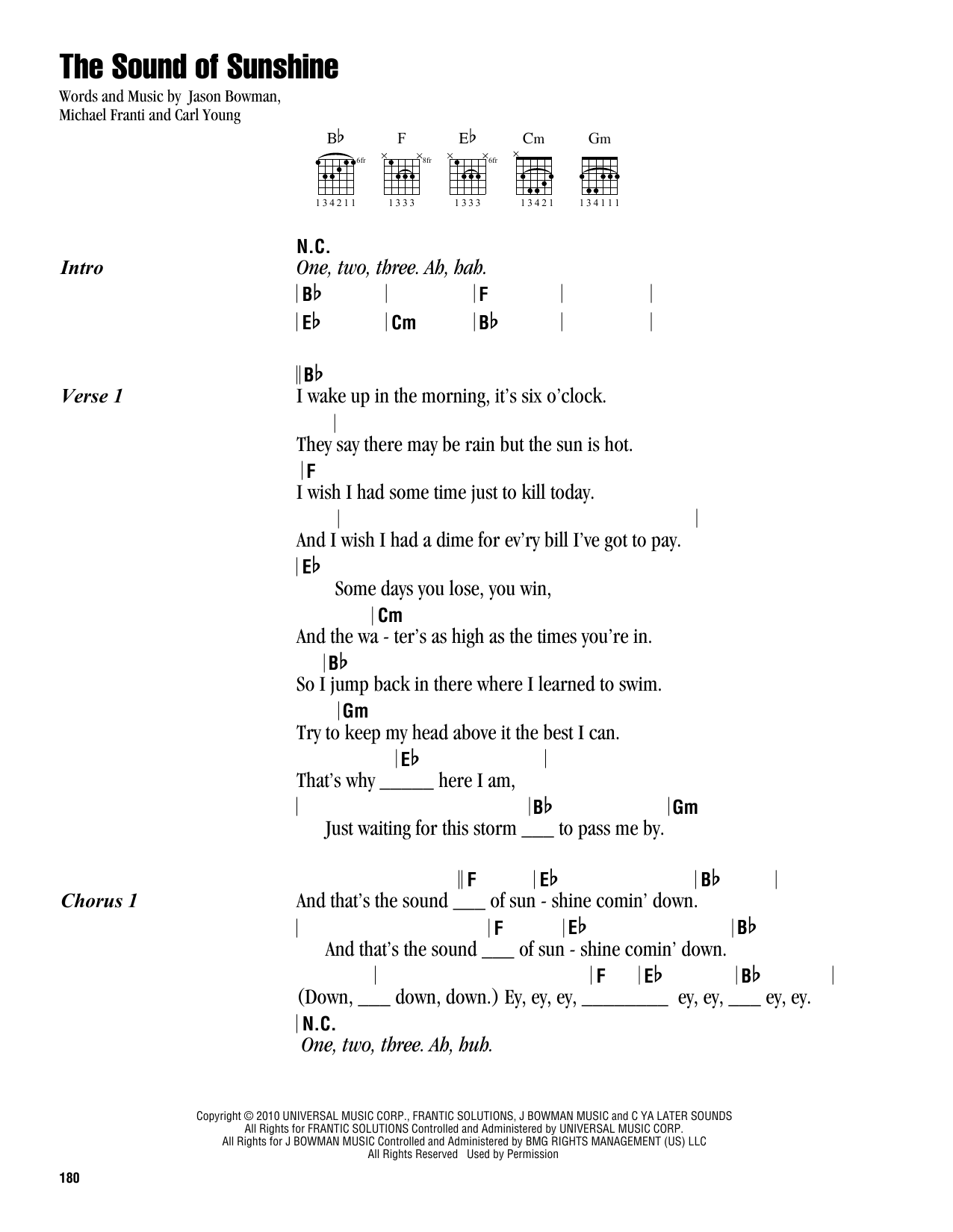 Michael Franti The Sound Of Sunshine sheet music notes and chords. Download Printable PDF.