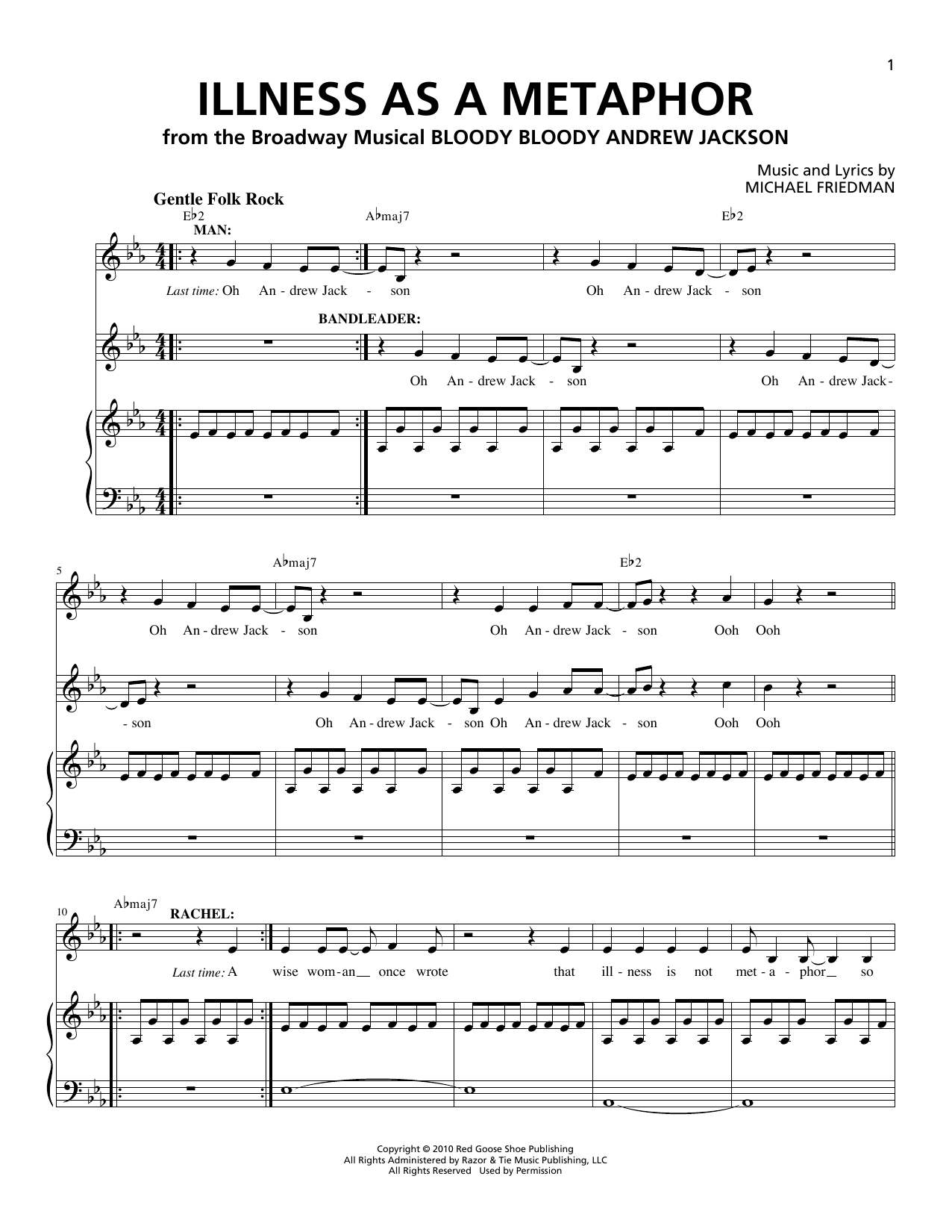 Learn to play Michael Friedman Illness As A Metaphor sheet music for Piano & Vocal in minutes. Price: 7.8900$ Michael Friedman Illness As A Metaphor sheet music notes and chords arranged for Piano & Vocal