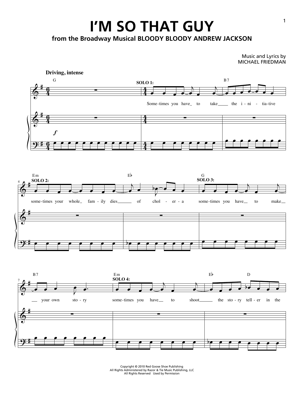 Learn to play Michael Friedman I'm So That Guy sheet music for Piano & Vocal in minutes. Price: 7.8900$ Michael Friedman I'm So That Guy sheet music notes and chords arranged for Piano & Vocal