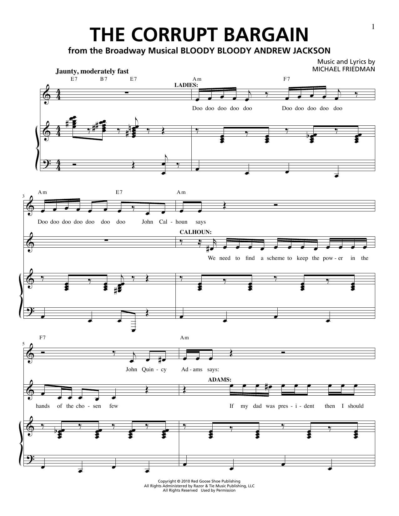 Learn to play Michael Friedman The Corrupt Bargain sheet music for Piano & Vocal in minutes. Price: 7.8900$ Michael Friedman The Corrupt Bargain sheet music notes and chords arranged for Piano & Vocal