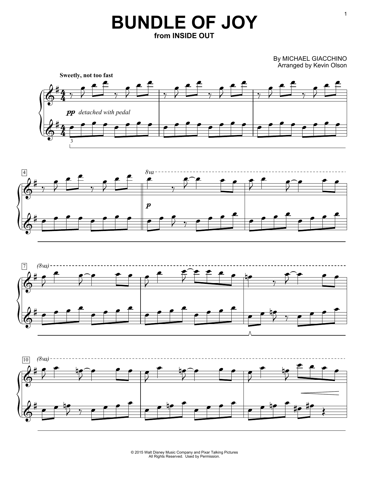 Michael Giacchino Bundle Of Joy (from Inside Out) (arr. Kevin Olson) sheet music notes and chords. Download Printable PDF.