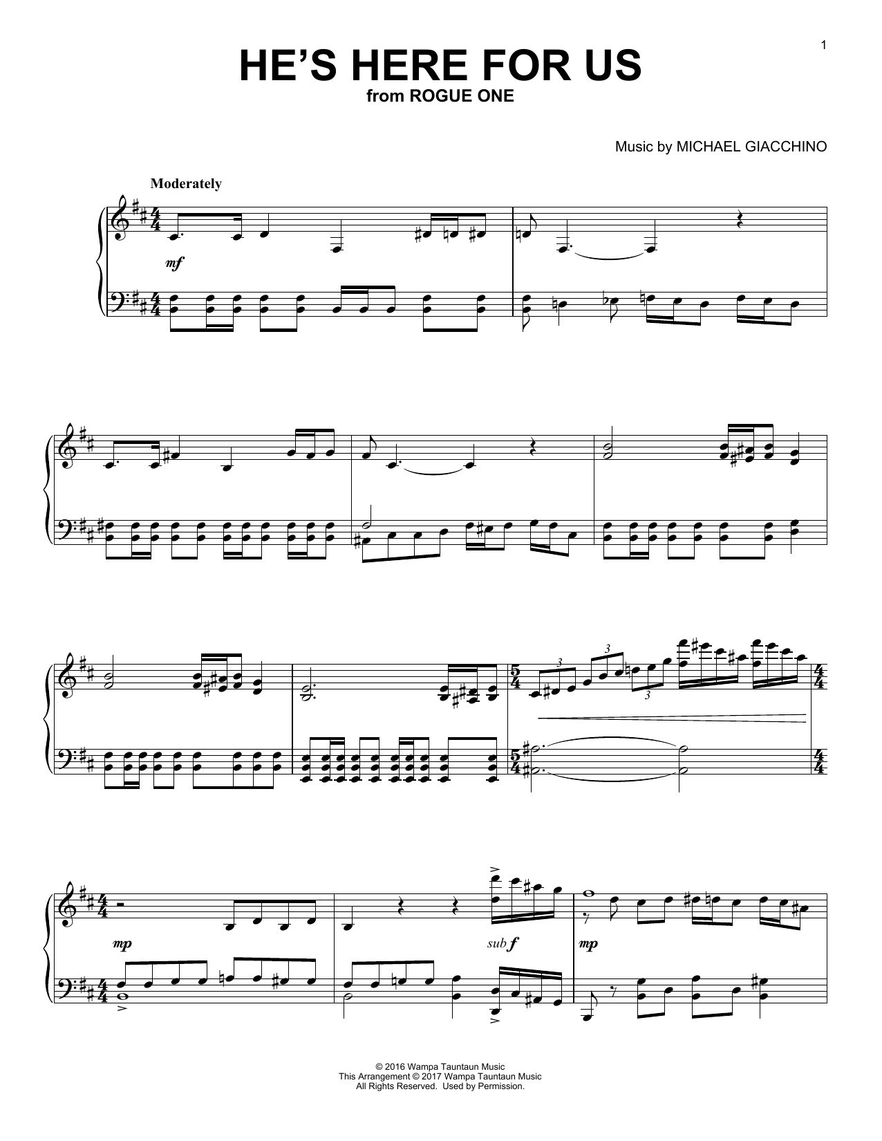 Learn to play Michael Giacchino He's Here For Us sheet music for Piano Solo in minutes. Price: 7.8900$ Michael Giacchino He's Here For Us sheet music notes and chords arranged for Piano Solo