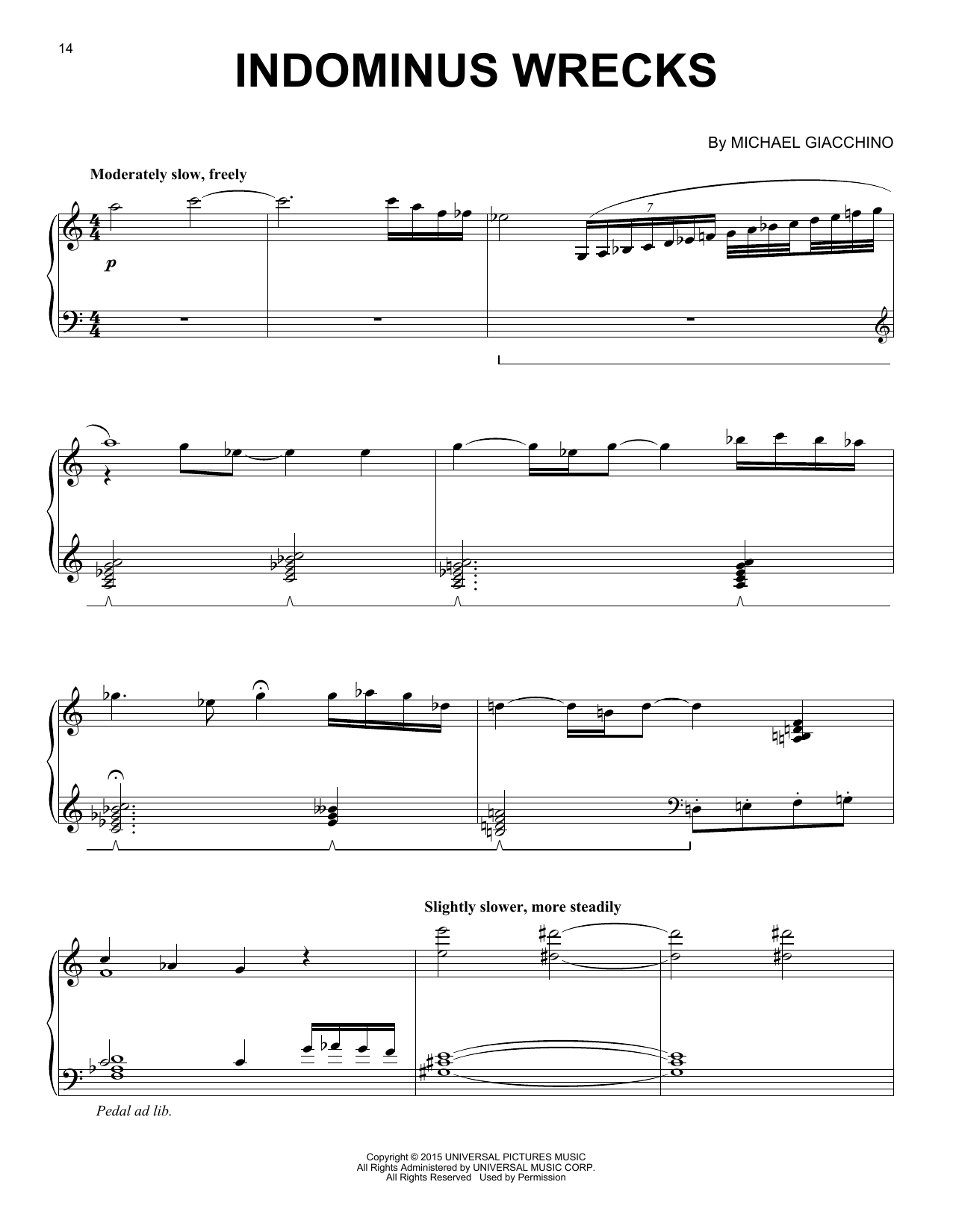 Learn to play Michael Giacchino Indominus Wrecks sheet music for Piano Solo in minutes. Price: 7.8900$ Michael Giacchino Indominus Wrecks sheet music notes and chords arranged for Piano Solo