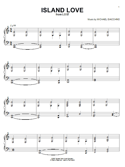 Learn to play Michael Giacchino Island Love (from Lost) sheet music for Piano Solo in minutes. Price: 7.8900$ Michael Giacchino Island Love (from Lost) sheet music notes and chords arranged for Piano Solo