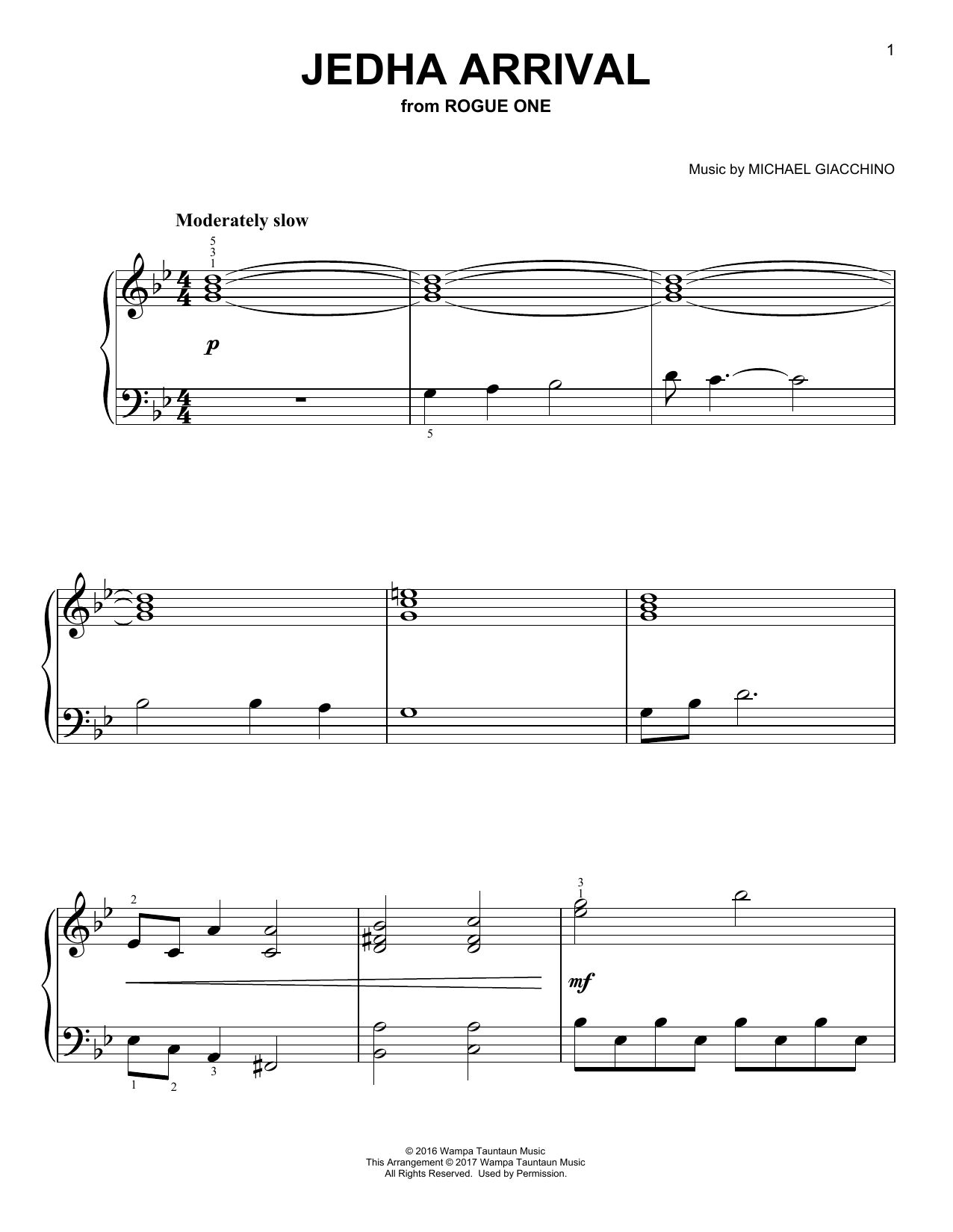 Learn to play Michael Giacchino Jedha Arrival sheet music for Easy Piano in minutes. Price: 6.9900$ Michael Giacchino Jedha Arrival sheet music notes and chords arranged for Easy Piano