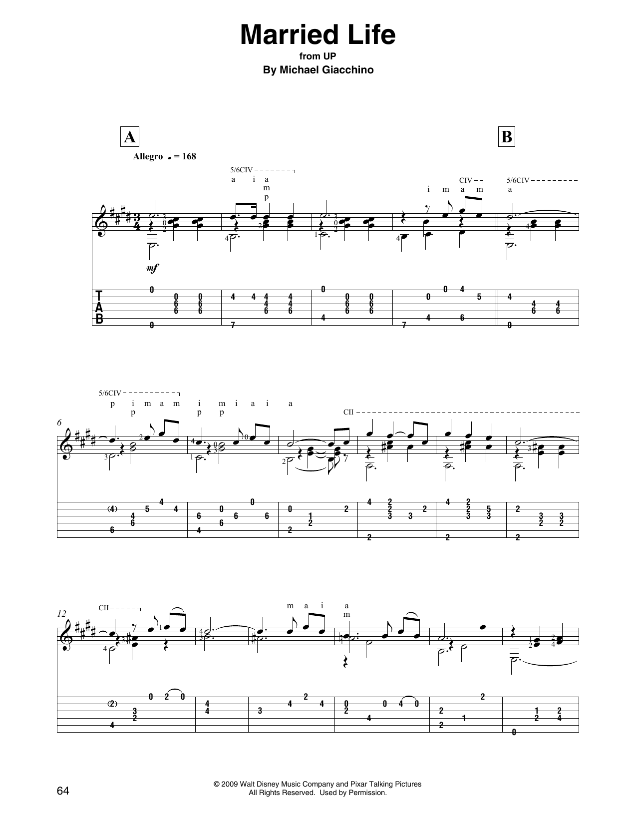 Michael Giacchino Married Life (from Up) sheet music notes and chords. Download Printable PDF.