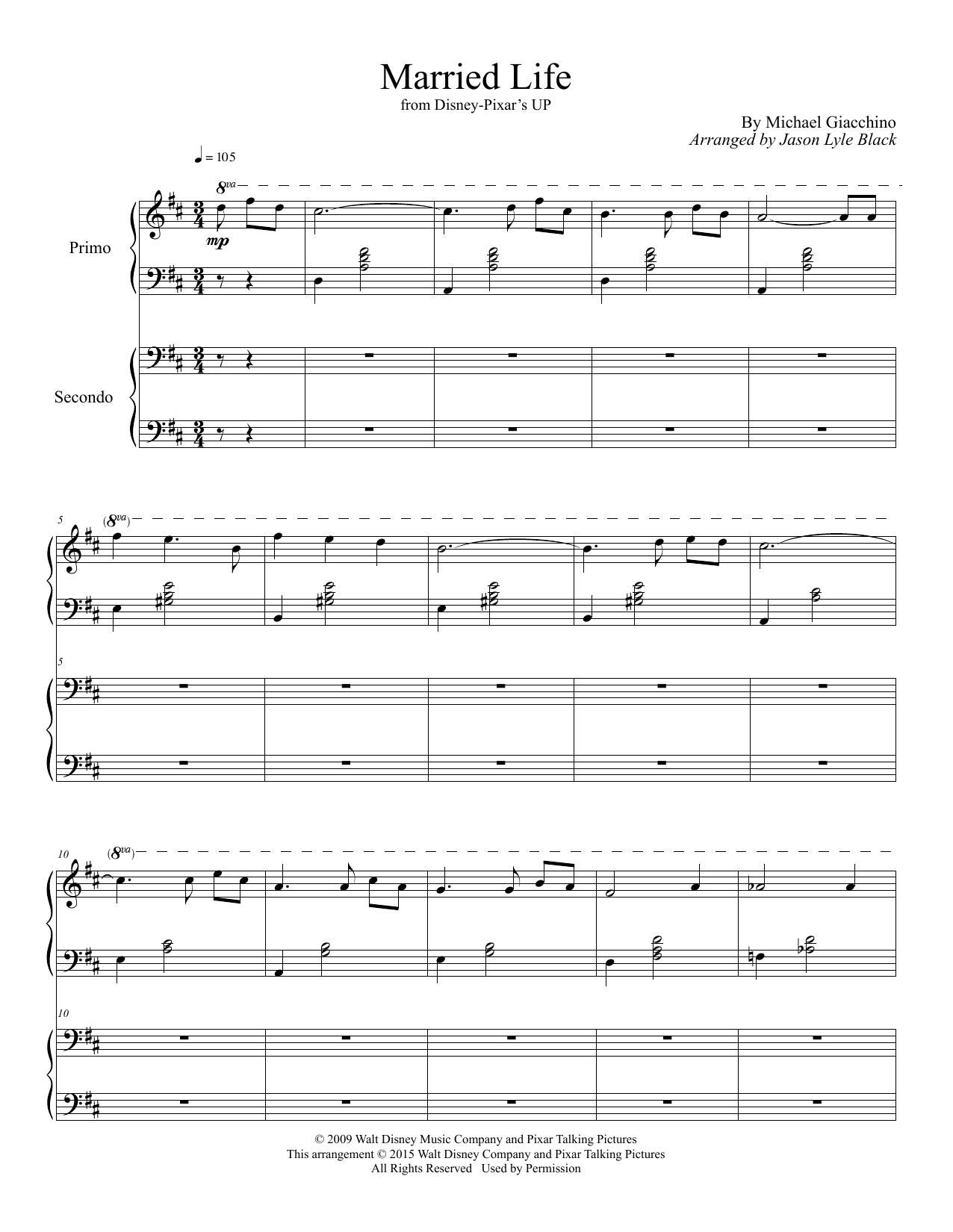 Michael Giacchino Married Life (from Up) (arr. Jason Lyle Black) sheet music notes and chords. Download Printable PDF.