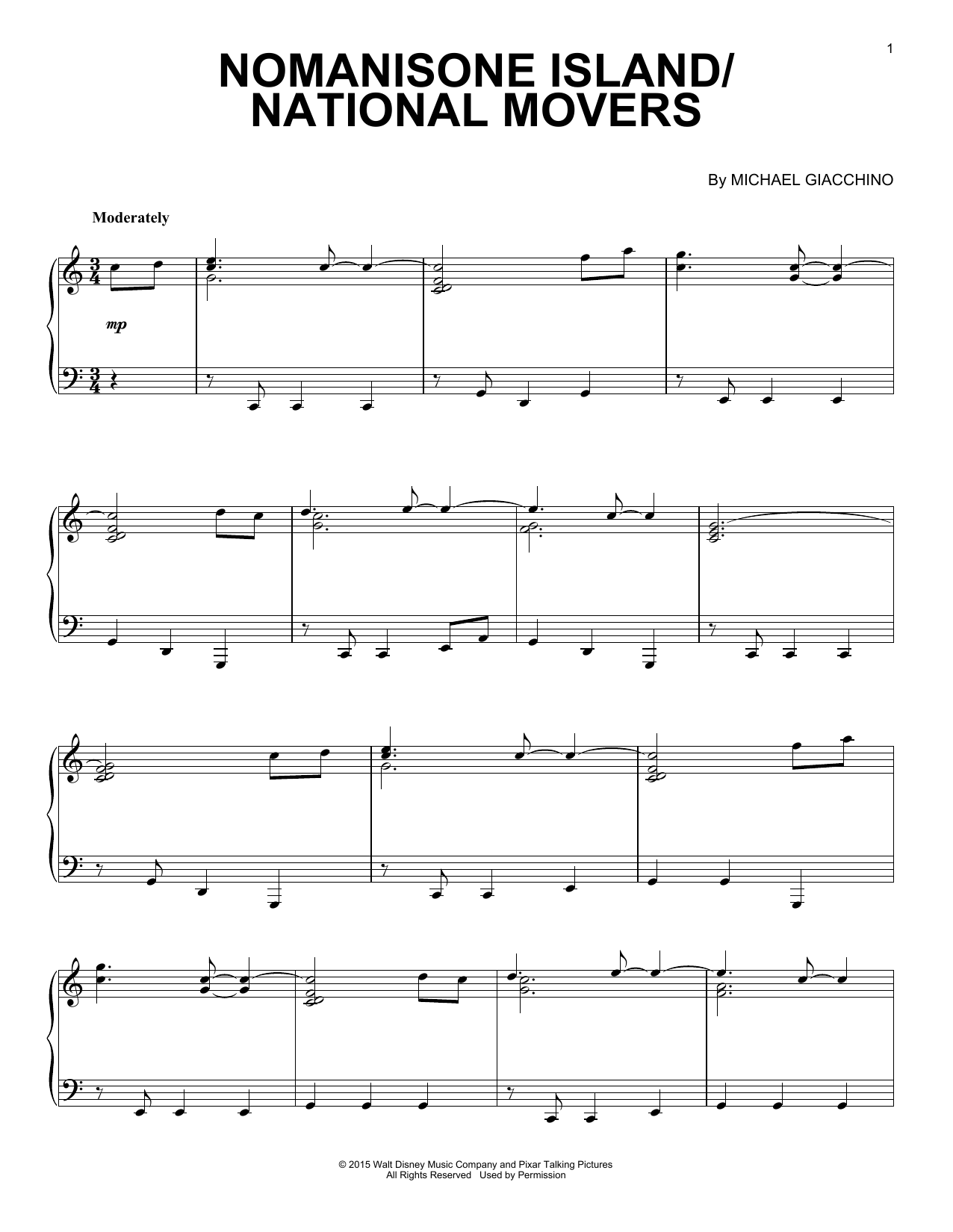 Learn to play Michael Giacchino Nomanisone Island/National Movers sheet music for Piano Solo in minutes. Price: 7.8900$ Michael Giacchino Nomanisone Island/National Movers sheet music notes and chords arranged for Piano Solo
