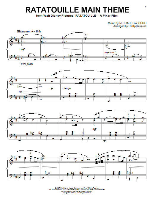 Michael Giacchino Ratatouille (Main Theme) [Classical version] (arr. Phillip Keveren) sheet music notes and chords. Download Printable PDF.