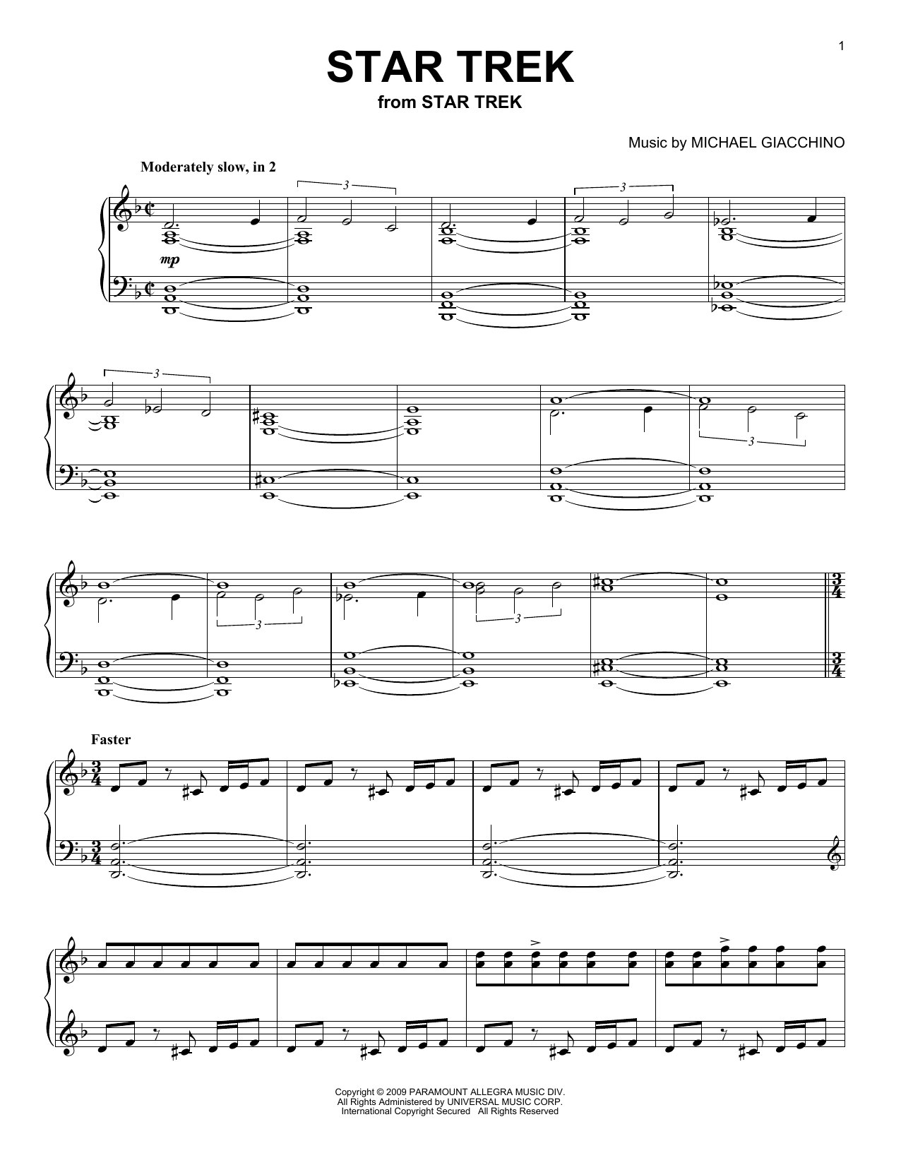 Learn to play Michael Giacchino Star Trek sheet music for Piano Solo in minutes. Price: 7.8900$ Michael Giacchino Star Trek sheet music notes and chords arranged for Piano Solo