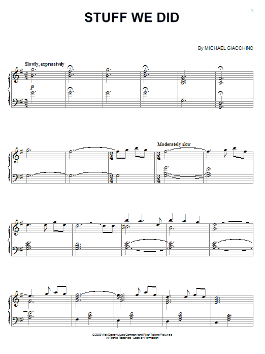 Michael Giacchino Stuff We Did sheet music notes and chords. Download Printable PDF.