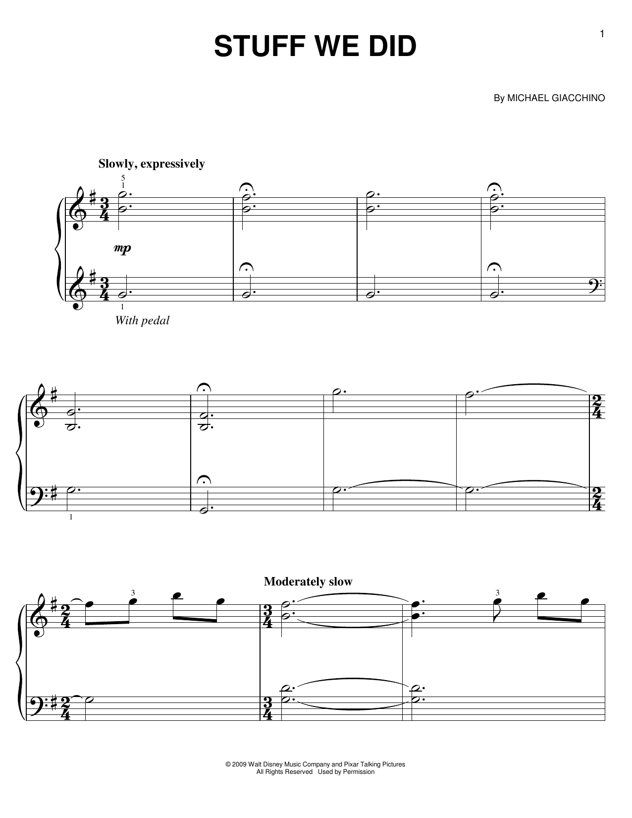 Michael Giacchino Stuff We Did sheet music notes and chords. Download Printable PDF.