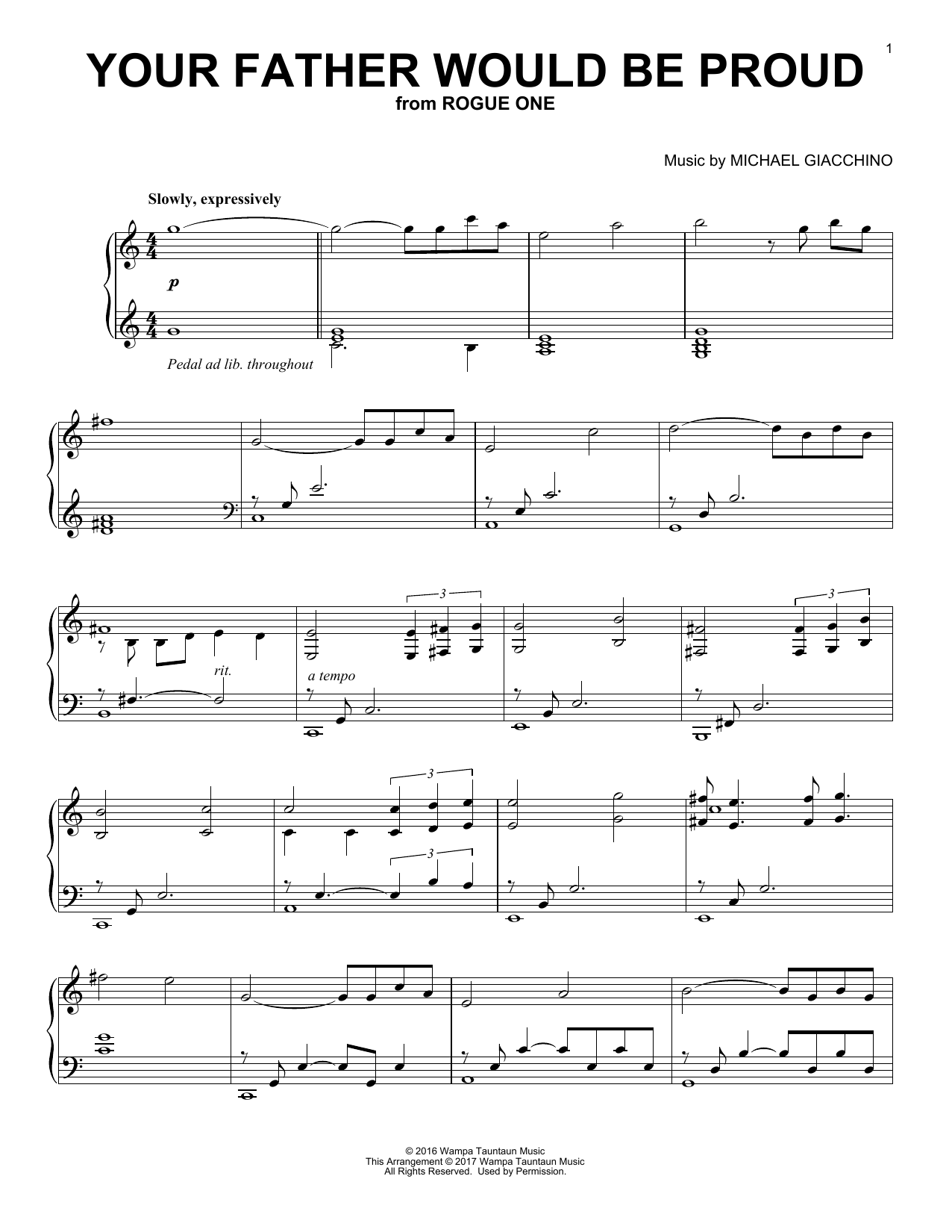 Learn to play Michael Giacchino Your Father Would Be Proud sheet music for Piano Solo in minutes. Price: 7.8900$ Michael Giacchino Your Father Would Be Proud sheet music notes and chords arranged for Piano Solo