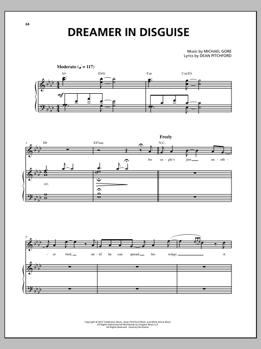 Michael Gore Dreamer In Disguise (from Carrie The Musical) sheet music notes and chords. Download Printable PDF.