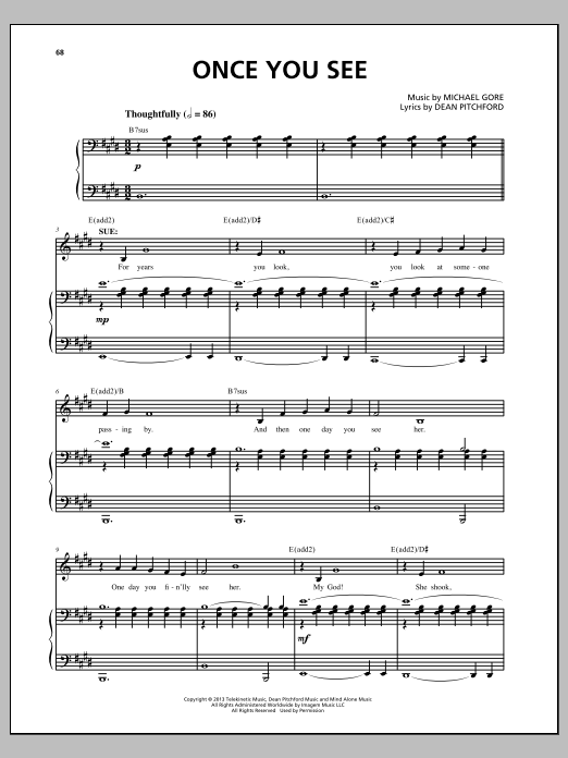 Michael Gore Once You See (from Carrie The Musical) sheet music notes and chords. Download Printable PDF.