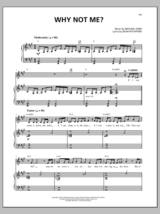 Michael Gore Why Not Me? sheet music notes and chords. Download Printable PDF.