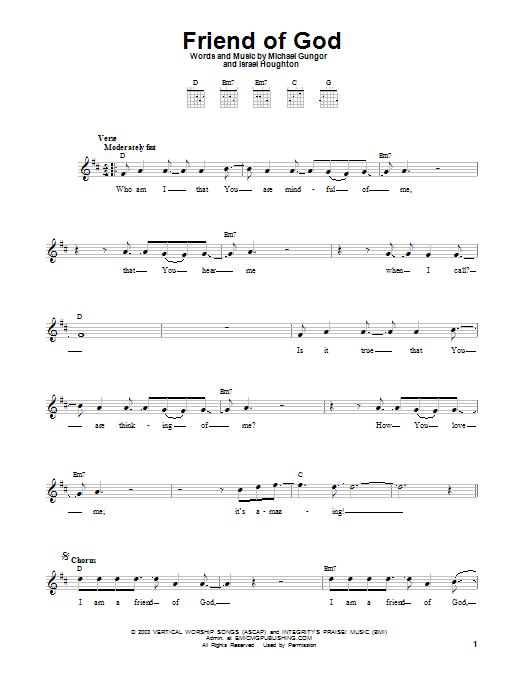 Michael Gungor Friend Of God sheet music notes and chords. Download Printable PDF.