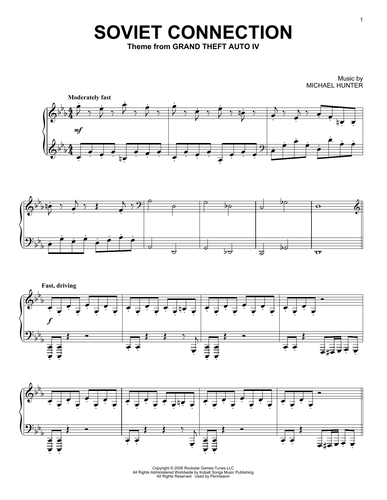 Learn to play Michael Hunter Soviet Connection (from Grand Theft Auto IV) sheet music for Easy Piano Solo in minutes. Price: 6.9900$ Michael Hunter Soviet Connection (from Grand Theft Auto IV) sheet music notes and chords arranged for Easy Piano Solo