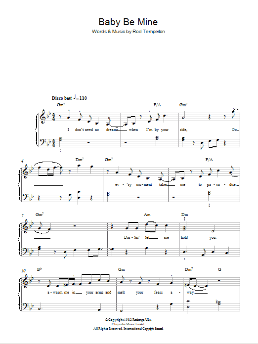 Michael Jackson Baby Be Mine sheet music notes and chords. Download Printable PDF.