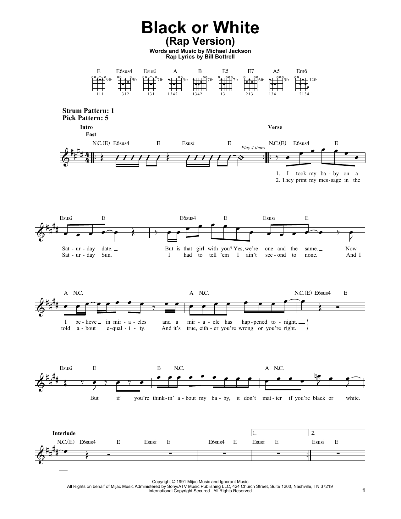 Michael Jackson Black Or White sheet music notes and chords. Download Printable PDF.