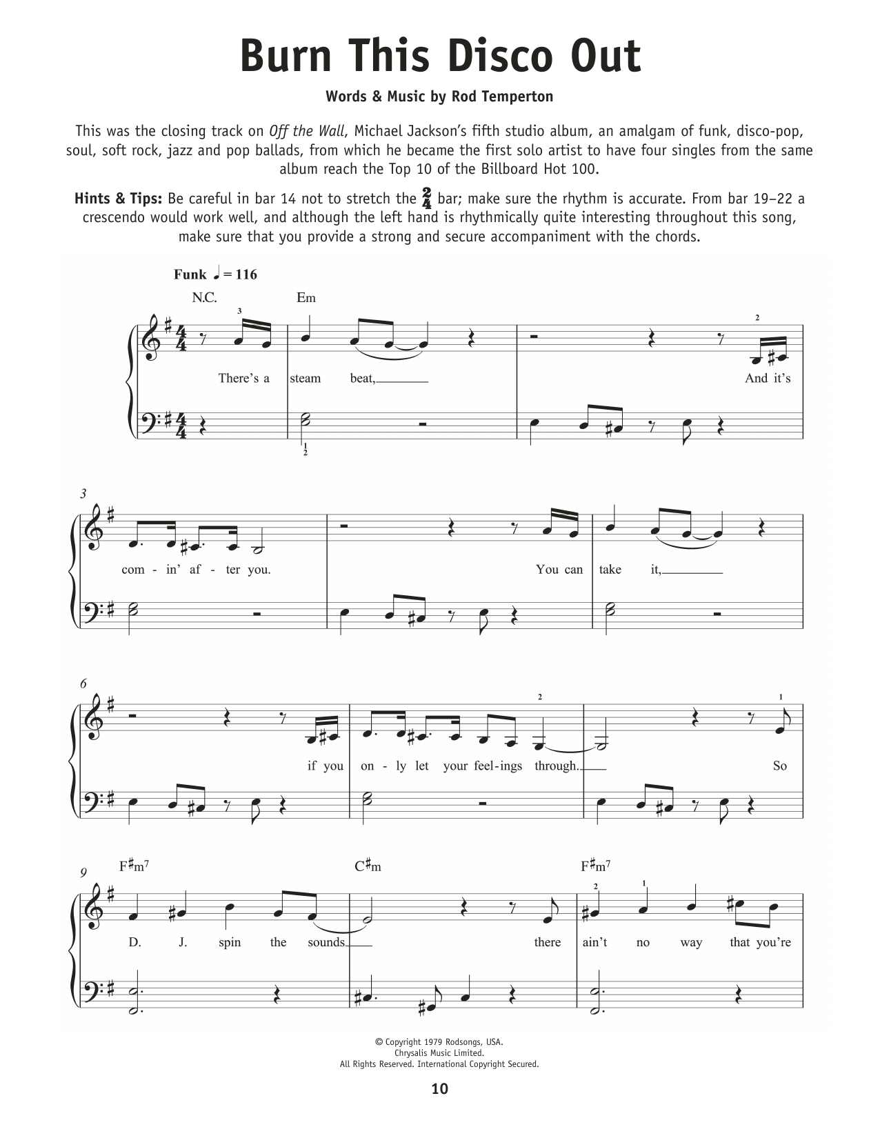 Michael Jackson Burn This Disco Out sheet music notes and chords. Download Printable PDF.