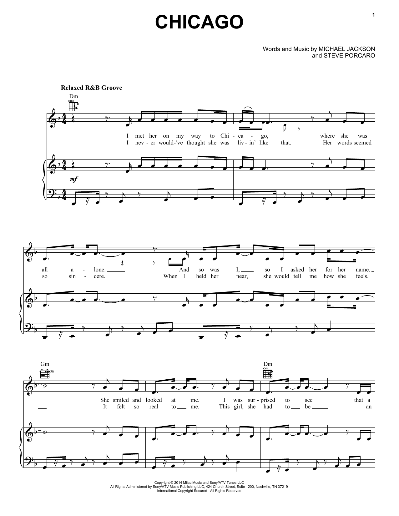 Michael Jackson Chicago sheet music notes and chords. Download Printable PDF.