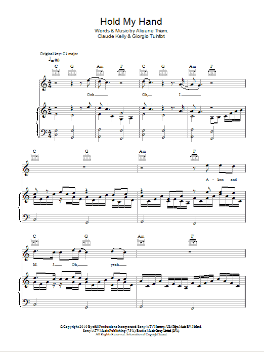 Michael Jackson Hold My Hand (feat. Akon) sheet music notes and chords arranged for Piano, Vocal & Guitar Chords