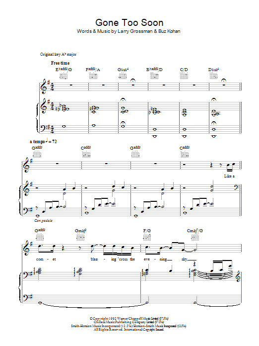 Michael Jackson Gone Too Soon sheet music notes and chords. Download Printable PDF.