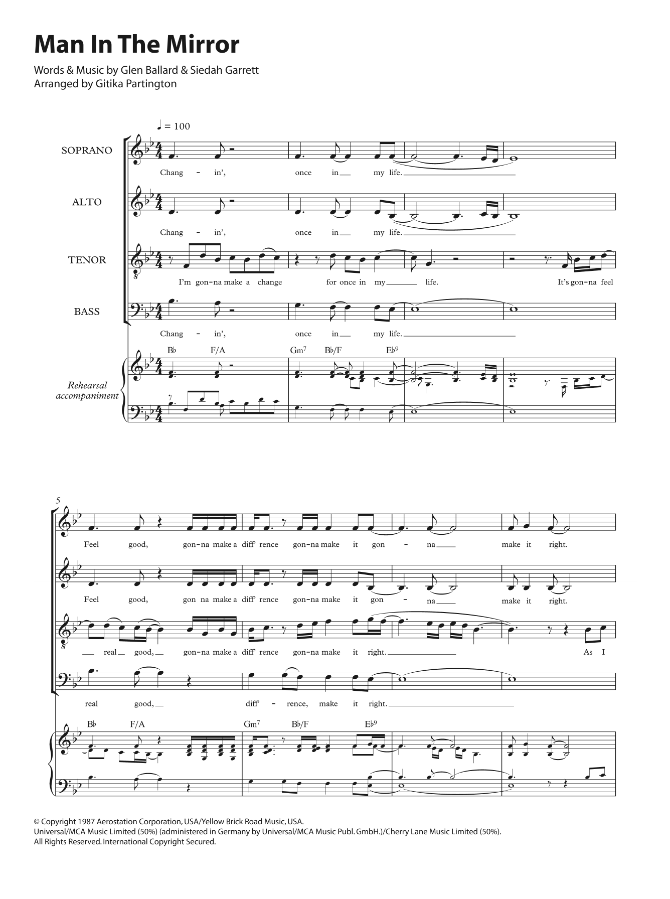 Michael Jackson Man In The Mirror (arr. Gitika Partington) sheet music notes and chords. Download Printable PDF.