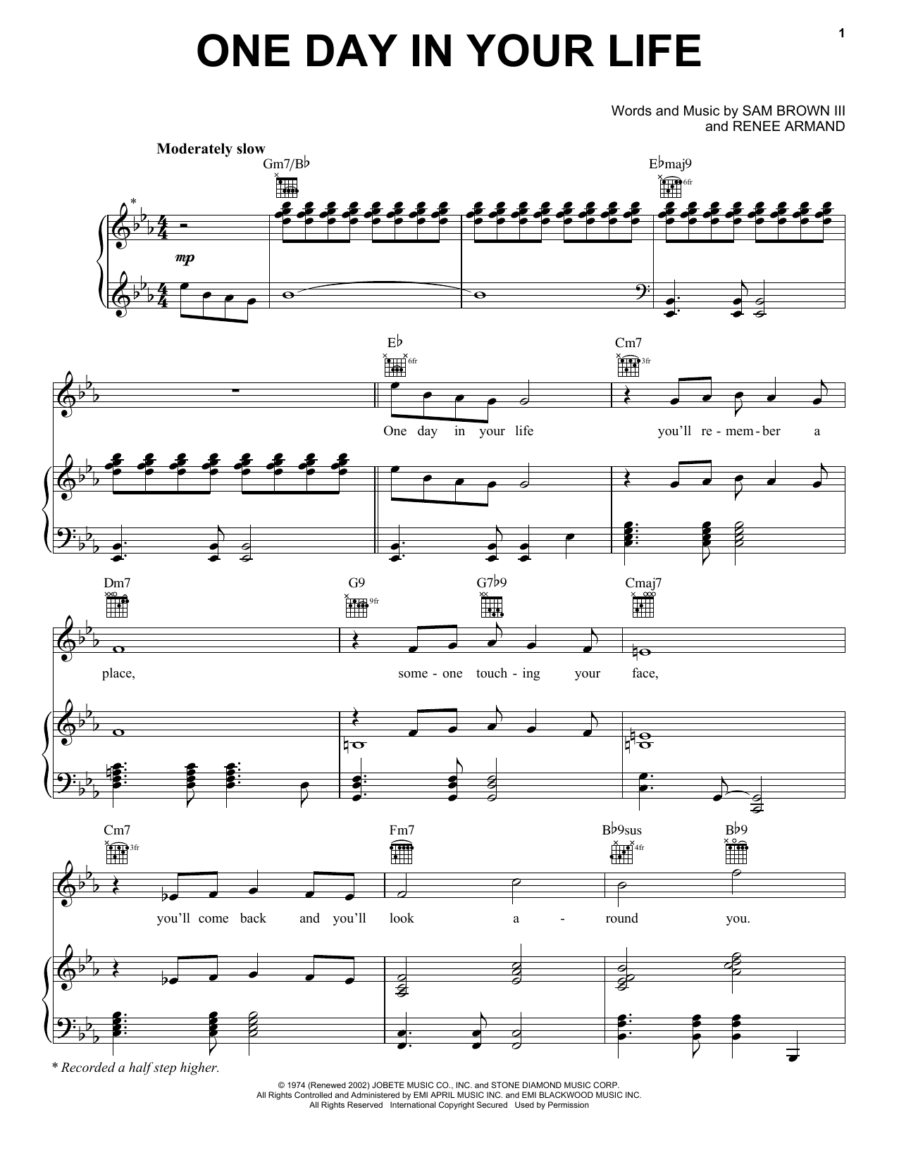 Michael Jackson One Day In Your Life sheet music notes and chords. Download Printable PDF.