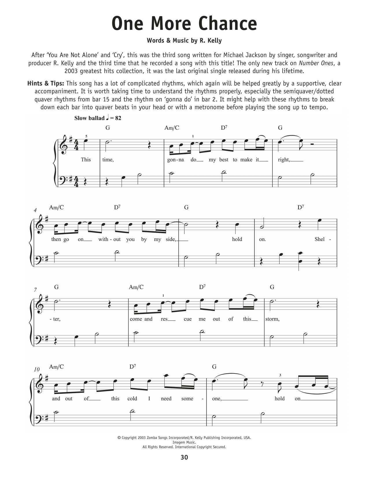 Michael Jackson One More Chance sheet music notes and chords. Download Printable PDF.