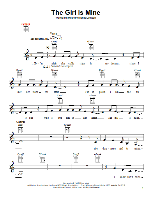 Michael Jackson & Paul McCartney The Girl Is Mine sheet music notes and chords arranged for Ukulele