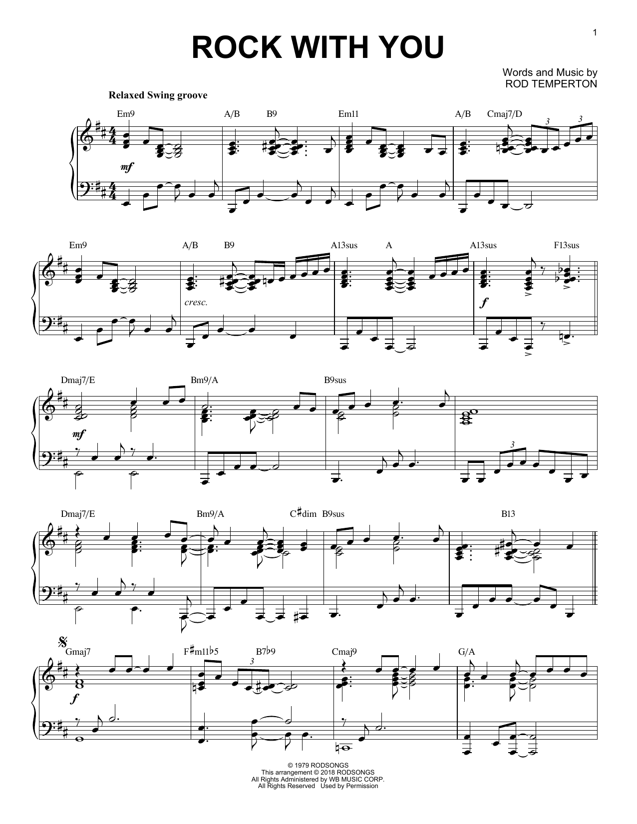 Michael Jackson Rock With You [Jazz version] sheet music notes and chords. Download Printable PDF.