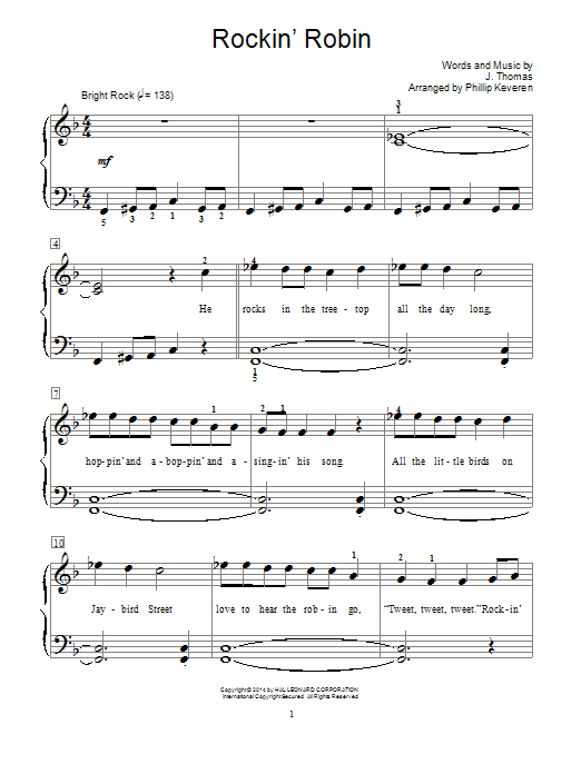 Phillip Keveren Rockin' Robin sheet music notes and chords. Download Printable PDF.