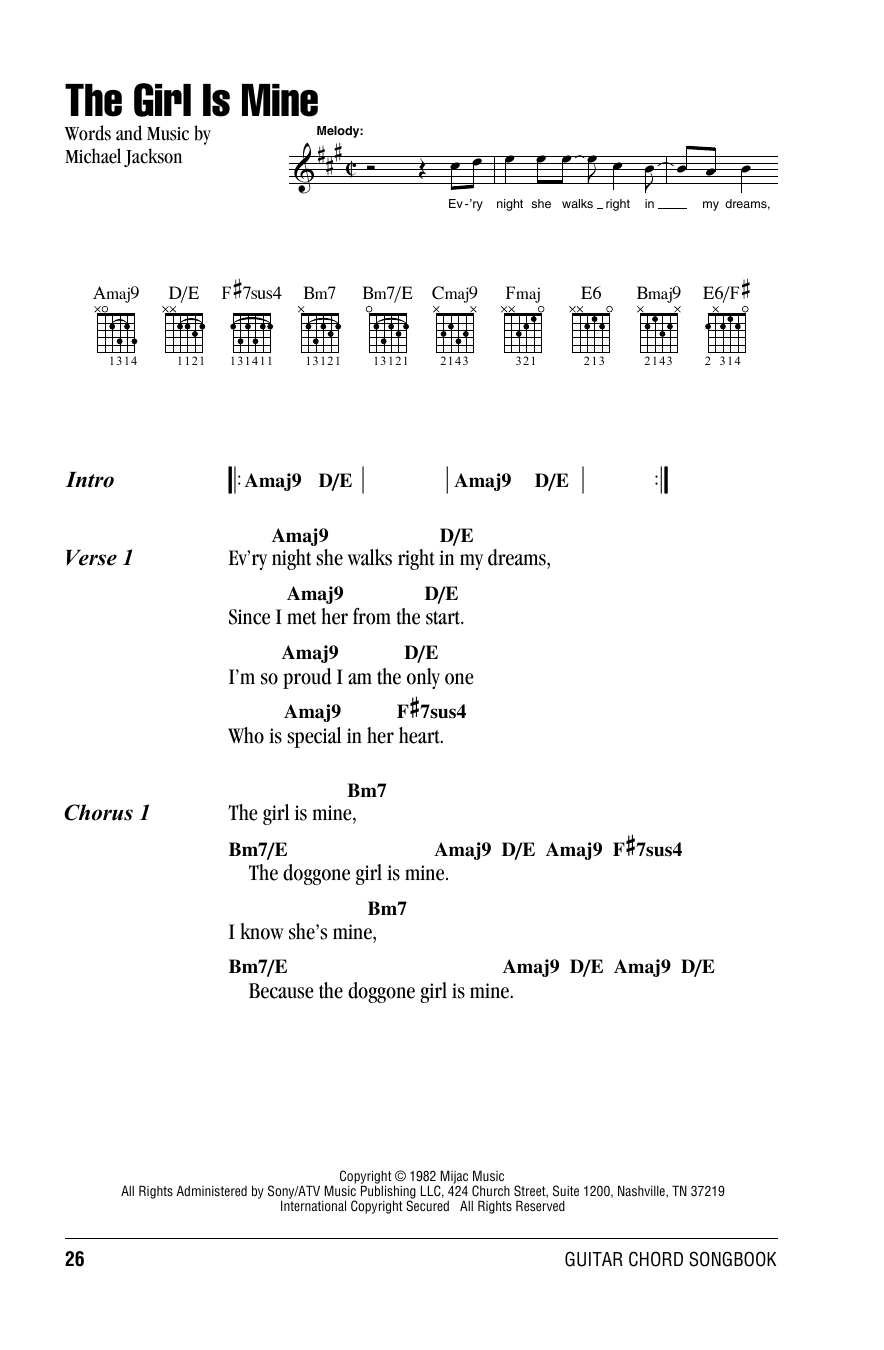 Michael Jackson & Paul McCartney The Girl Is Mine sheet music notes and chords. Download Printable PDF.