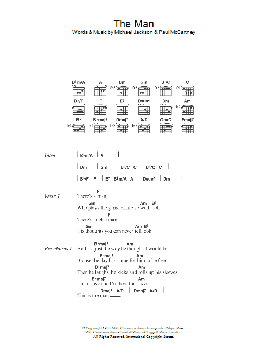 Paul McCartney & Michael Jackson The Man sheet music notes and chords. Download Printable PDF.