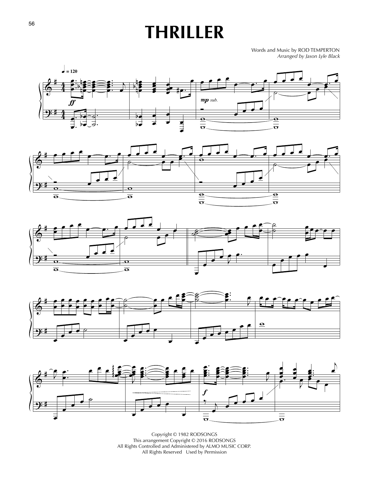 Michael Jackson Thriller (arr. Jason Lyle Black) sheet music notes and chords. Download Printable PDF.