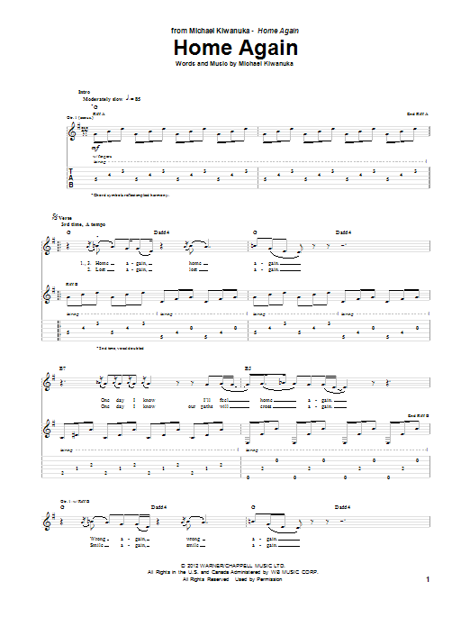 Michael Kiwanuka Home Again sheet music notes and chords. Download Printable PDF.