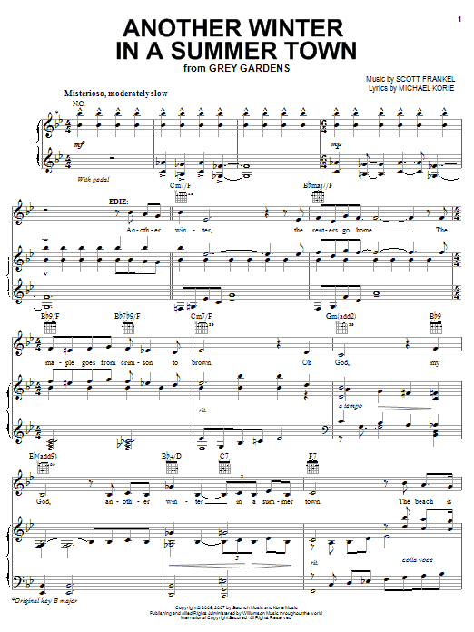 Michael Korie Another Winter In A Summer Town sheet music notes and chords. Download Printable PDF.