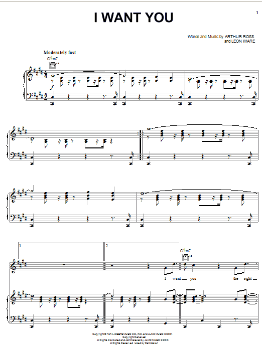 Michael McDonald I Want You sheet music notes and chords. Download Printable PDF.