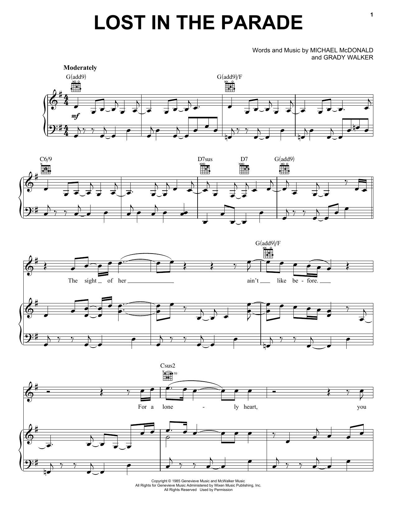 Learn to play Michael McDonald Lost In The Parade sheet music for Piano, Vocal & Guitar Chords (Right-Hand Melody) in minutes. Price: 7.8900$ Michael McDonald Lost In The Parade sheet music notes and chords arranged for Piano, Vocal & Guitar Chords (Right-Hand Melody)