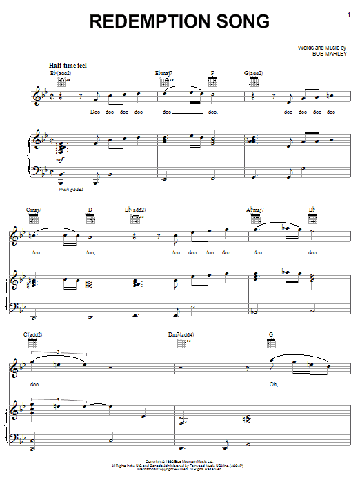 Michael McDonald Redemption Song sheet music notes and chords arranged for Piano, Vocal & Guitar Chords (Right-Hand Melody)