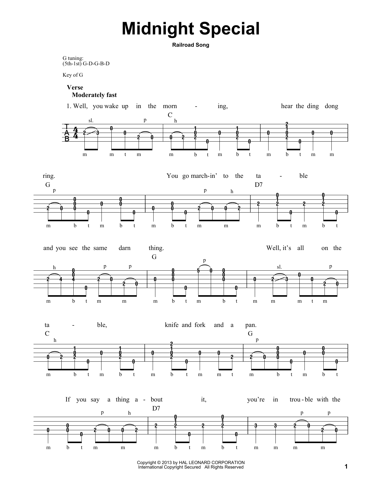 Michael Miles Midnight Special sheet music notes and chords. Download Printable PDF.