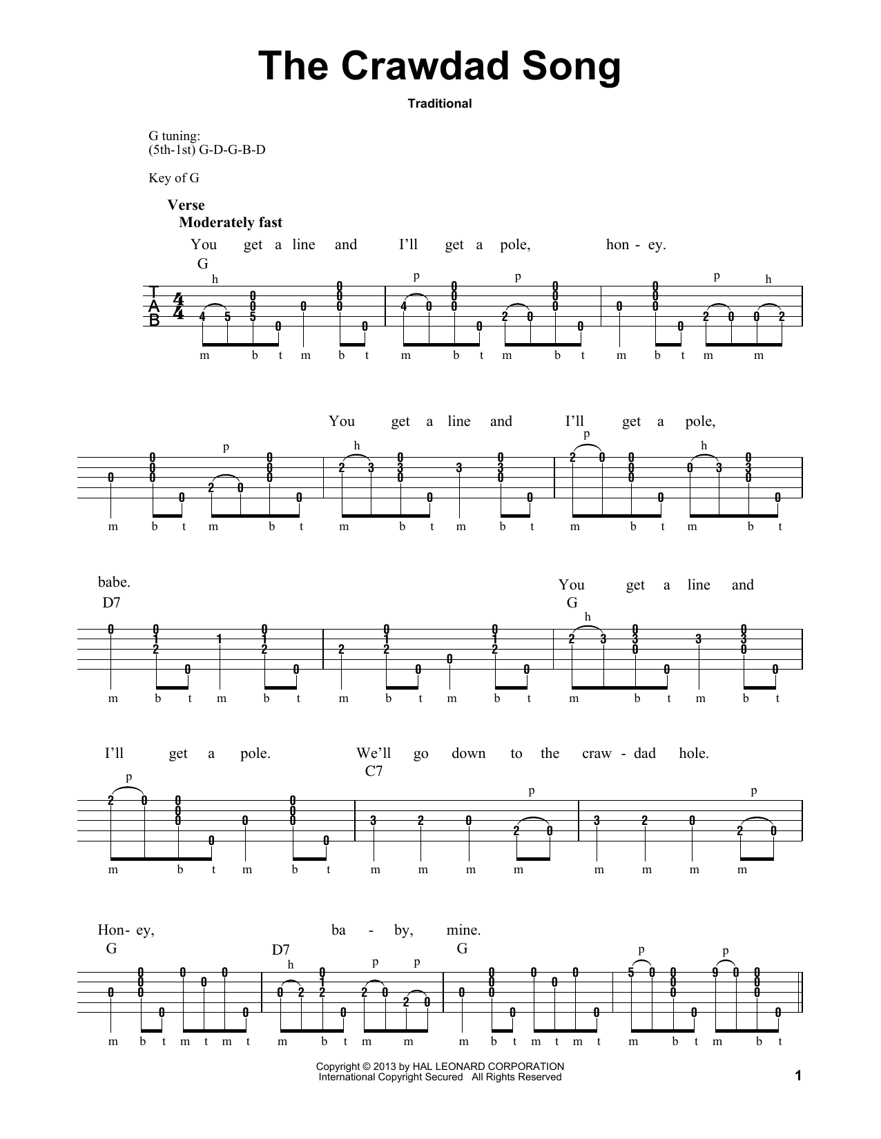 Michael Miles The Crawdad Song sheet music notes and chords. Download Printable PDF.