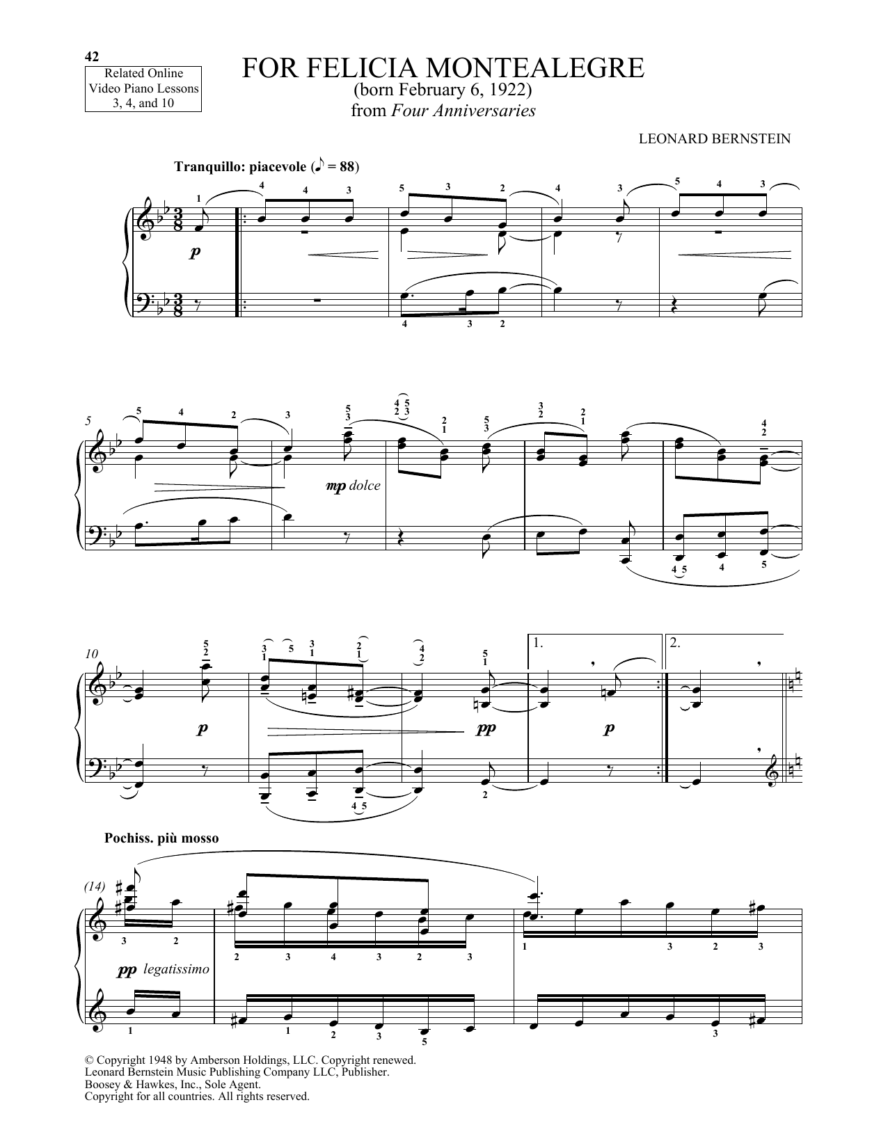 Learn to play Michael Mizrahi For Felicia Montealegre sheet music for Piano Solo in minutes. Price: 6.9900$ Michael Mizrahi For Felicia Montealegre sheet music notes and chords arranged for Piano Solo
