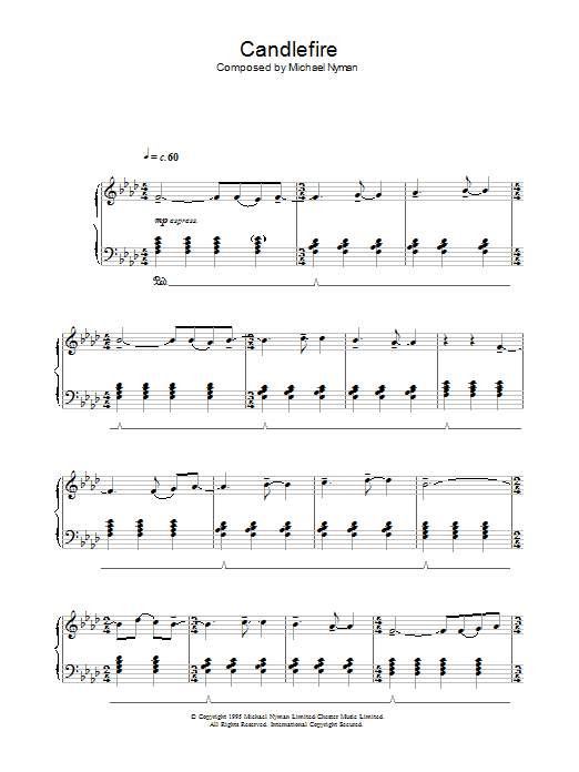 Learn to play Michael Nyman Candlefire (from The Diary Of Anne Frank) sheet music for Piano Solo in minutes. Price: 7.8900$ Michael Nyman Candlefire (from The Diary Of Anne Frank) sheet music notes and chords arranged for Piano Solo