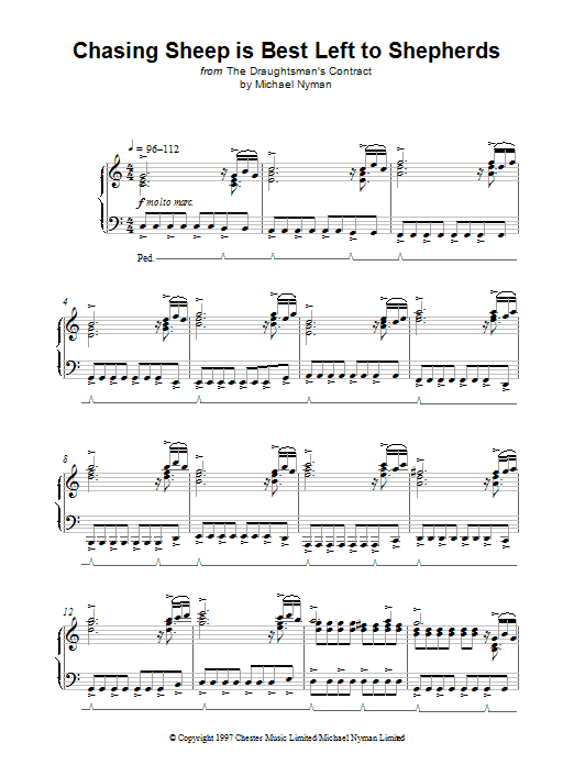 Michael Nyman Chasing Sheep Is Best Left To Shepherds (from The Draughtsman's Contract) sheet music notes and chords. Download Printable PDF.